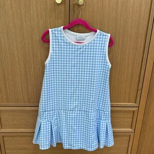 Charming James & Lottie Blue Gingham Sleeveless Kids Dress, drop waist, Size 8
